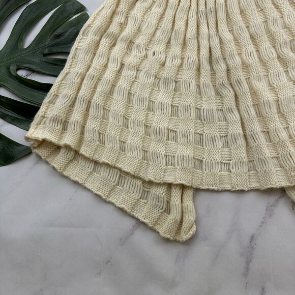 Womens Vintage Handmade Cropped Shawl Cape Sweater One Size Cream Knit Crochet - Picture 8 of 8